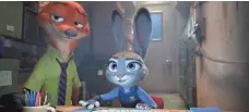  ?? DISNEY ?? Nick Wilde (voiced by Jason Bateman) and Judy Hopps (Ginnifer Goodwin) team up to solve a mystery in Zootopia.