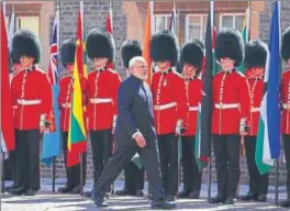  ?? REUTERS ?? ▪ Prime Minister Narendra Modi arrives to greet Britain’s Prime Minister Theresa May in London on Thursday.