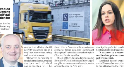  ??  ?? QUESTION Mark Ruskell MSP
FEARS Kate Forbes. Far left, much of the UK’s supplies arrive via the English Channel