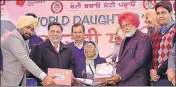  ?? HT PHOTO ?? Athlete Mann Kaur being given the ‘Dhee Punjab Di’ award in Sangrur on Friday.