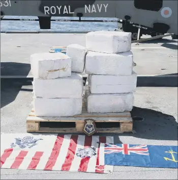  ??  ?? MASSIVE 375 kilograms of cocaine seized by RFA Argus