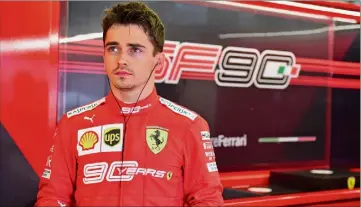  ??  ?? Charles Leclerc, ce vendredi, lors des premières séances d’essais libres du circuit de Silverston­e. Ce diman- che, il partira de la e place sur la grille, derrière les Flèches d’Argent. (Photo Ferrari)