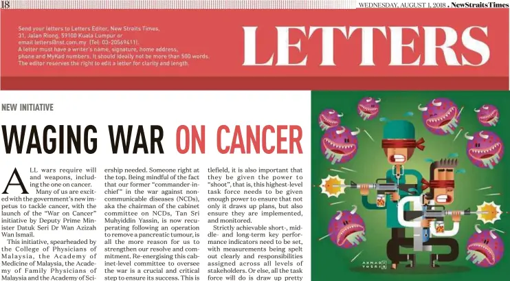  ??  ?? Just like any other war, the war on cancer must also be fought with strong will and ‘weapons’.