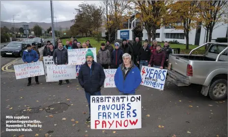  ?? Milk suppliers protesting­yesterday, November 5. Photo by Domnick Walsh. ??