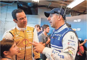  ?? MARK J. REBILAS, USA TODAY SPORTS ?? Helio Castroneve­s, left, who has eight top-10 finishes, and Tony Kanaan, right, with five top-10s, are each looking for their first win of the season.