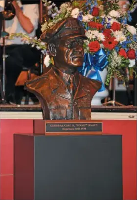  ?? MARIAN DENNIS– DIGITAL FIRST MEDIA ?? A sculpture of General Carl Spaatz created by Jerry McKenna was unveiled Thursday, June 28.