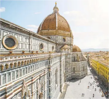  ?? — GETTY IMAGES ?? The dome of Santa Maria del Fiore church towers above the old town in Florence. After a day of viewing art a stroll around the city offers much more to see.