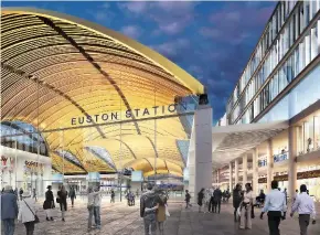  ?? HS2 LTD. ?? An artist’s impression of the new London Euston station when HS2 opens. Government announced £6.6 billion of constructi­on contracts for the new railway, which will serve the capital from 2026.