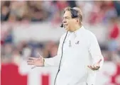  ?? KEVIN C. COX/GETTY ?? Nick Saban and Alabama managed to top LSU on Saturday, but the schedule doesn’t get easier.