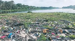  ??  ?? DAÑO. Contaminac­ión en la desembocad­ura del río Chamelecón.