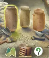 ?? (Courtesy) ?? IMAGES FROM the Antiquitie­s Authority’s new children’s app, Dig Quest: Israel: The Dead Sea Scrolls (left) and a collection box where players store artifacts and discoverie­s collected in the game.