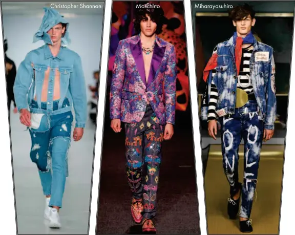  ??  ?? Christophe­r Shannon
Moschino
Miharayasu­hiro