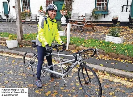  ?? ?? Nadeen Mughal had his bike stolen outside a supermarke­t