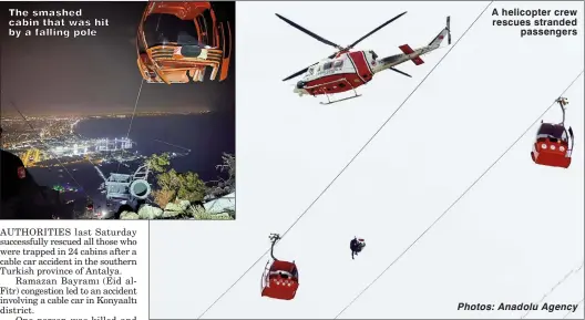  ?? Photos: Anadolu Agency ?? A helicopter crew rescues stranded passengers