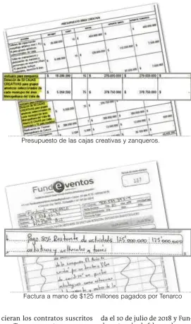  ?? ?? Factura a mano de $125 millones pagados por Tenarco