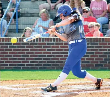  ??  ?? Ringgold’s Kaylee Womack turns on a pitch during Saturday’s home opener against Sonoravill­e. The Lady Tigers won the game, 9-6, to get a leg up in the Region 6-AAA standings. (Photo by Courtney Couey/ Ringgold Tiger Shots) LFO falls at Calhoun