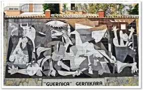  ??  ?? MASTERPIEC­E: A copy of Picasso’s Guernica on a wall in the Basque town