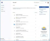  ??  ??     Vous pouvez accéder à votre espace Dropbox sur Internet dès que vous avez créé votre compte. Vous verrez la liste des fichiers présents dans votre Dropbox. Cette liste doit correspond­re à la liste des fichiers présents dans le dossier local Dropbox situé sur votre disque dur.