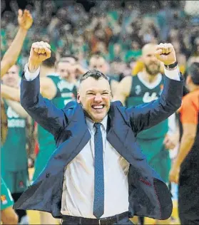  ?? FOTO: EFE ?? Sarunas Jasikevici­us, entrenador del Zalgiris, celebrando el pase a la Final Four