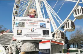  ??  ?? Stephanie Wiseman of San Franciscan­s for Urban Nature says the SkyStar Wheel’s strobe lights are harmful to owls that live near the attraction.