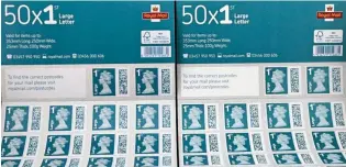  ?? ?? Spot the difference: Counterfei­t stamps, left, and genuine Royal Mail ones