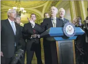  ?? EVAN VUCCI/ ASSOCIATED PRESS ?? Senate Majority Leader Mitch McConnell, R- Ky., speaks at a news conference Tuesday that touches on the nomination of Loretta Lynch as the next attorney general.