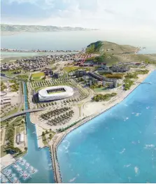  ??  ?? Il rendering del nuovo stadio del Cagliari. In Italia dieci i progetti in corso