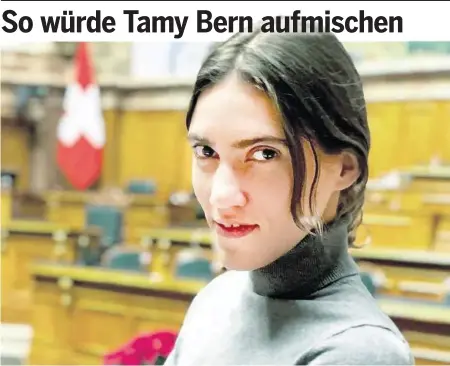  ??  ?? «Es war nicht das letzte Mal, dass man mich hier gesehen hat»: Tamy Glauser im Bundeshaus.