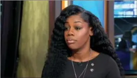  ?? ABC NEWS VIA AP ?? This image from video released by ABC shows Myeshia Johnson, La David Johnson’s widow, during an interview on “Good Morning America,” Monday in New York.