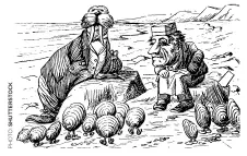  ??  ?? ▲ O OYSTERS, COME AND WALK WITH US!
John Tenniel’s illustrati­on of The Walrus and the Carpenter for Carroll’s book, Through the Looking-Glass.