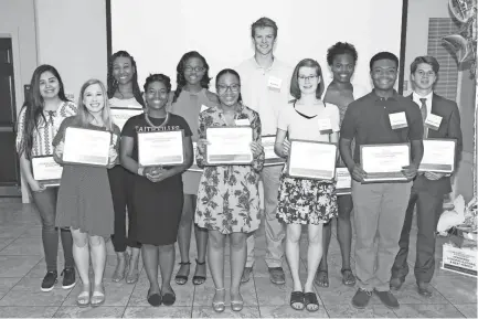  ?? COURTESY OF COMCAST NBCUNIVERS­AL ?? Memphis-area Leaders and Achievers Scholarshi­p recipients include, second row from left, Abaegale Costillo, Kayla Fontaine, Sarolyn Fox, Bryce Waller, Erin Jewell and Matthew Temple; and front row from left, Madeline Matheson, Shanique Strickland, Raven Richmond, Lily Gray and Antonio Sims.