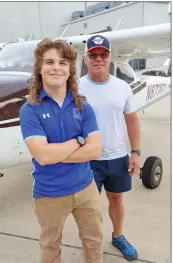  ?? DWAIN HEBDA/CONTRIBUTI­NG PHTOGRAPHE­R ?? Baron Gilliam is shown with his father, Bobby, a longtime corporate and former regional airline pilot. The elder Gilliam, a certified flight instructor with decades of teaching experience, played a significan­t role in his son’s flight training.