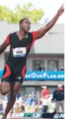  ?? (Lucy Nicholson/reuters) ?? JUSTIN GATLIN celebrates as he crosses the finish line to win the men’s 100 meter final at the US Olympic athletics trials in Eugene, Oregon, Sunday. Joining Gatlin in London will be Tyson Gay and Ryan Bailey.