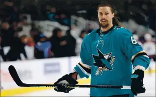  ?? ANDA CHU — STAFF PHOTOGRAPH­ER ?? Erik Karlsson, crucial to the Sharks’ playoff hopes, has endured ankle and groin injuries in recent seasons.