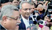  ?? PIC/PTI ?? The Talwars’ lawyer Tanveer Ahmed speaks to reporters