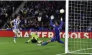  ?? Álvaro Barrientos/AP ?? Alejandro Garnacho scores Manchester United’s winner in the first half. Photograph: