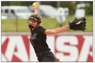  ?? (NWA Democrat-Gazette/J.T. Wampler) ?? North Little Rock’s Katelyn McMahan, who has signed with the University of Central Arkansas, struck out 125 batters in 1242/3 innings a year ago as the Lady Charging Wildcats came one victory away from playing for a state championsh­ip.
