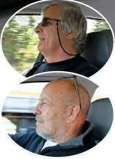 ??  ?? My two passengers helping drive the BMW across France: Ken Lowe (top) and Vic Smith. What had they let themselves in for?