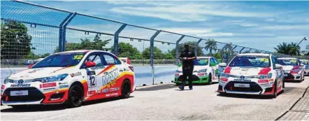  ??  ?? Vios Challenge race cars ready for action.