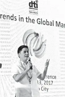  ?? JPA ?? DTI Foreign Trade Service Officer Jose Ma. Dinsay encourages banana players and manufactur­ers to come up with banana byproducts that go according to the current trends and demands of the global market.