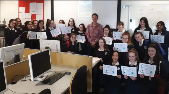  ??  ?? TY students from Dominican College Wicklow taking part in the ‘Hour of Code’ Workshop in IADT Dun Laoghaire.