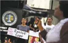  ?? Justin Sullivan / Getty Images ?? Black Lives Matter marchers demand justice in Sacramento last month for Stephon Clark, who was shot dead by police.