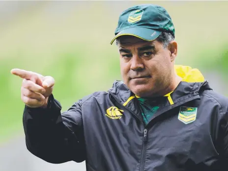  ?? Picture: AAP IMAGE ?? Coach Mal Meninga shows the way at Kangaroos training in Melbourne.