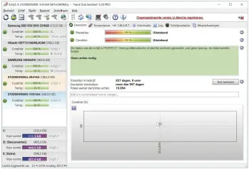  ??  ?? Hard Disk Sentinel zoekt in het lokale netwerk naar schijfinfo­rmatie en waarschuwt daarmee ook voor het mogelijk uitvallen van NAS-schijven.