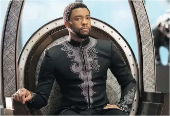  ?? MATT KENNEDY/MARVEL STUDIOS-DISNEY/AP ?? The Marvel Comics character T’Challa, portrayed by Chadwick Boseman in The Black Panther, provided inspiratio­n for T’Cha Dunlevy’s parents.