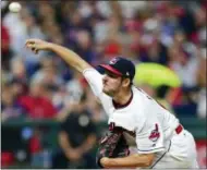  ?? DAVID DERMER — THE ASSOCIATED PRESS FILE ?? In this file photo, Cleveland Indians starting pitcher Trevor Bauer delivers in the fifth inning of a baseball game against the Kansas City Royals in Cleveland. Bauer’s theory is that the threat of a 100 mph fastball might be more dangerous to hitters than the fastballs themselves.