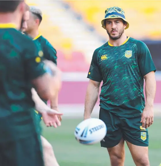  ?? Picture: AAP IMAGE ?? Kangaroos utility Ben Hunt at training in Brisbane yesterday as the Australian outfit work towards the World Cup.