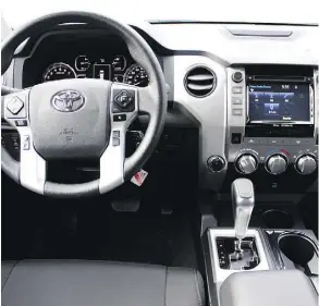  ??  ?? The Toyota Tundra TRD Sport interior is simple, durable and well-fitted.