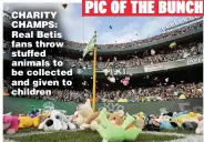  ??  ?? CHARITY CHAMPS: Real Betis fans throw stuffed animals to be collected and given to children
PIC OF THE BUNCH