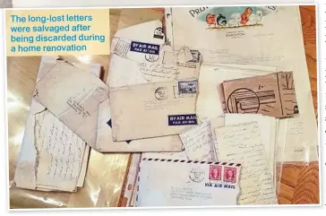  ??  ?? The long-lost letters were salvaged after being discarded during a home renovation